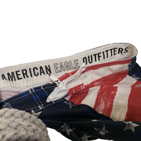 American Eagle Outfitters Men's Size S Board Shorts Swim Trunks 4TH of July Flag - Picture 9 of 12